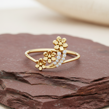 Load image into Gallery viewer, Triple Flower Diamond Accent Band