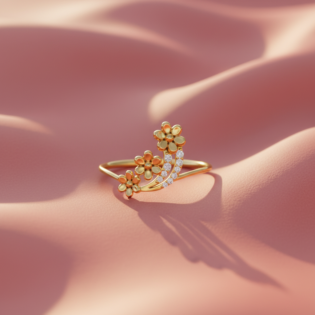 Triple Flower Diamond Accent Band