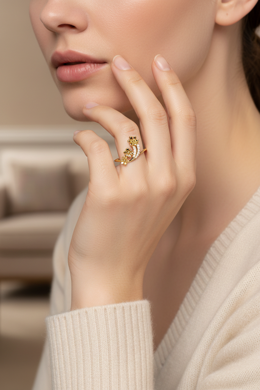 Triple Flower Diamond Accent Band