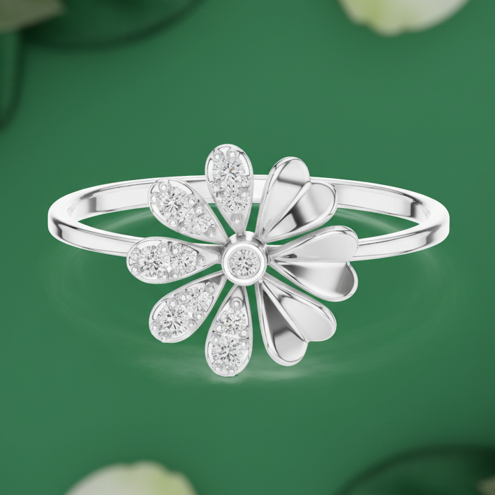 Flower Head Diamond Accent Fancy