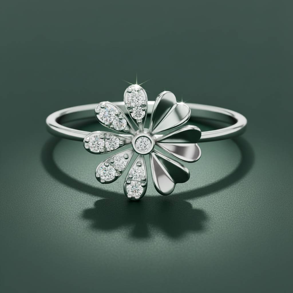Flower Head Diamond Accent Fancy