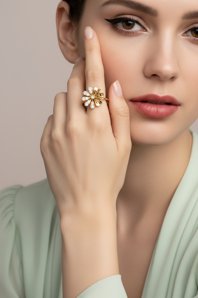 Flower Head Diamond Accent Fancy