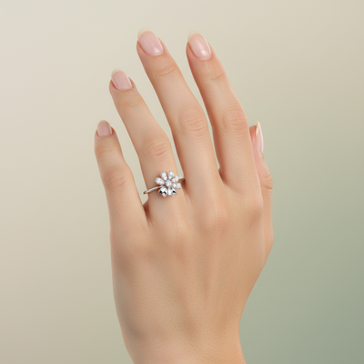 Flower Head Diamond Accent Fancy