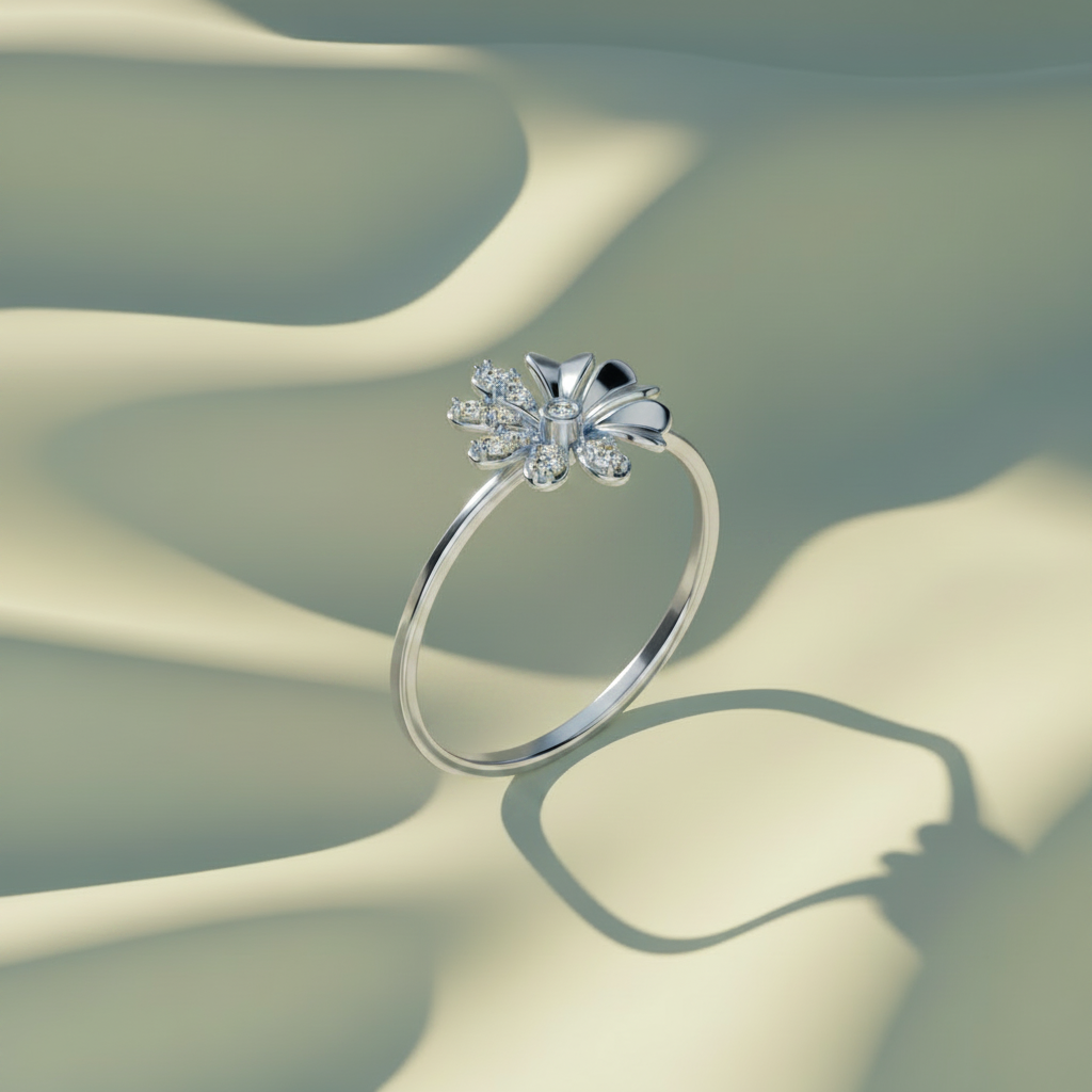 Flower Head Diamond Accent Fancy