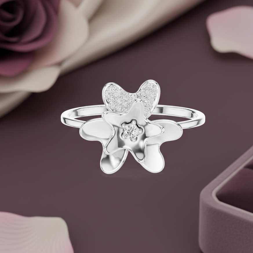 Soft Floral Teardrop Diamond Glow