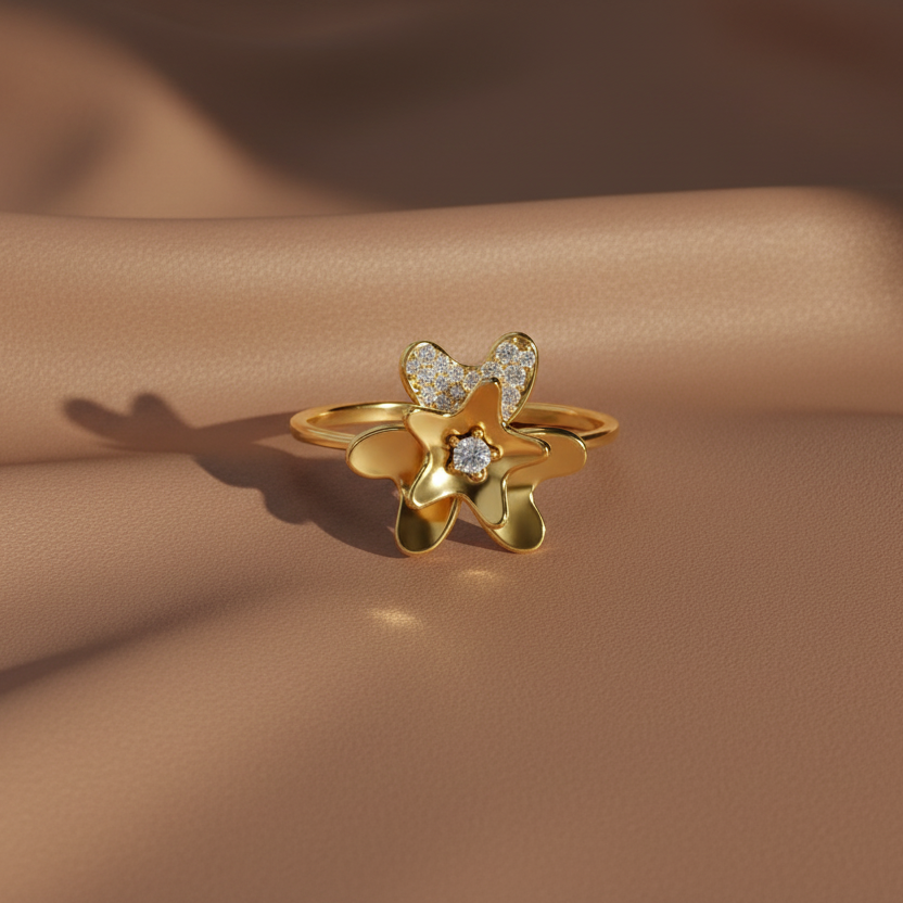 Soft Floral Teardrop Diamond Glow