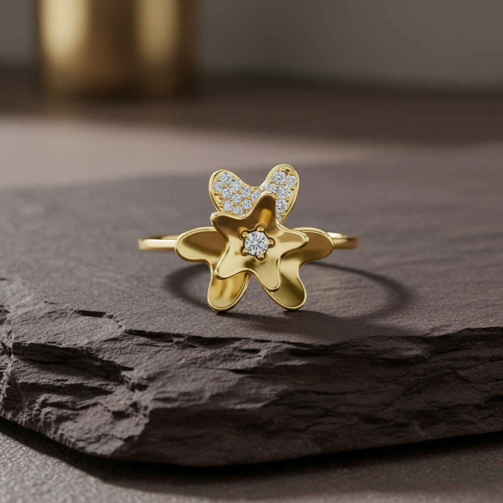 Soft Floral Teardrop Diamond Glow