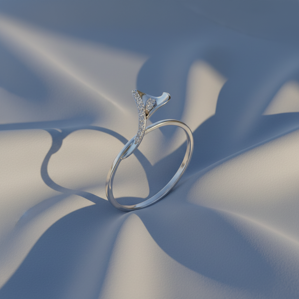 Flowing Leaf Diamond Accent
