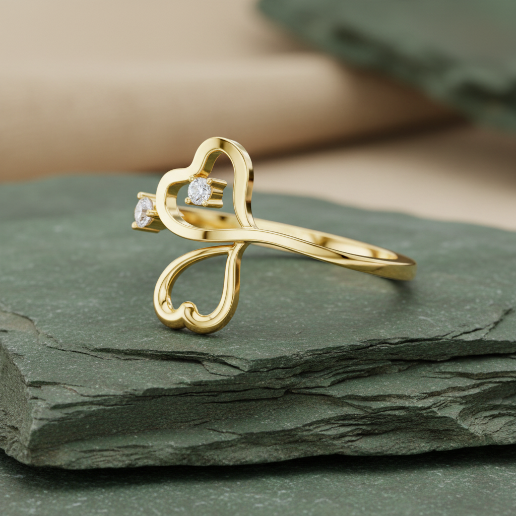 Twin Heart Side-by-Side Diamond Accent