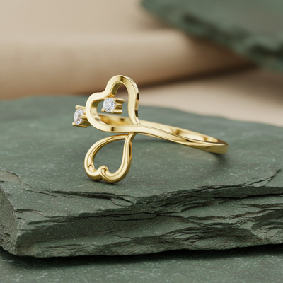 Twin Heart Side-by-Side Diamond Accent