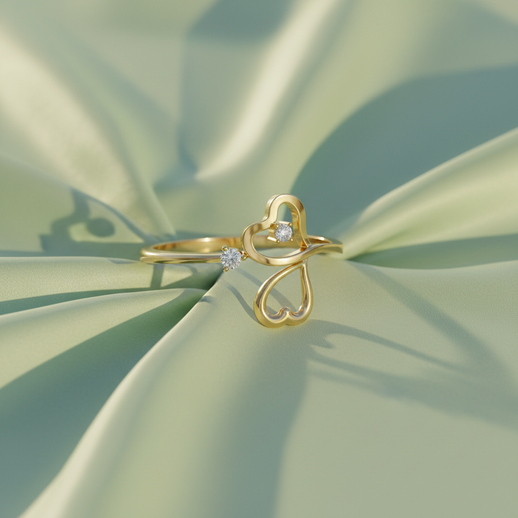 Twin Heart Side-by-Side Diamond Accent
