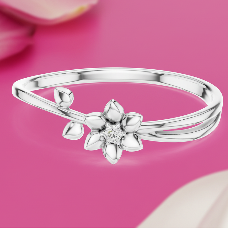 Organic Duo Leaf & Bloom Solitaire Diamond