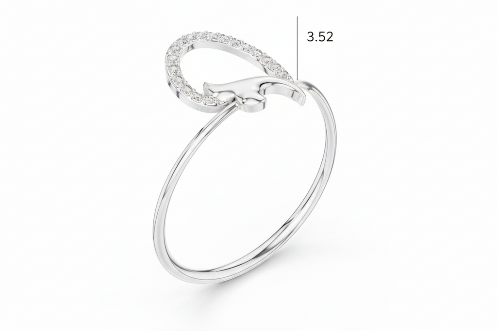 Crescent Half Heart Open Diamond Accent