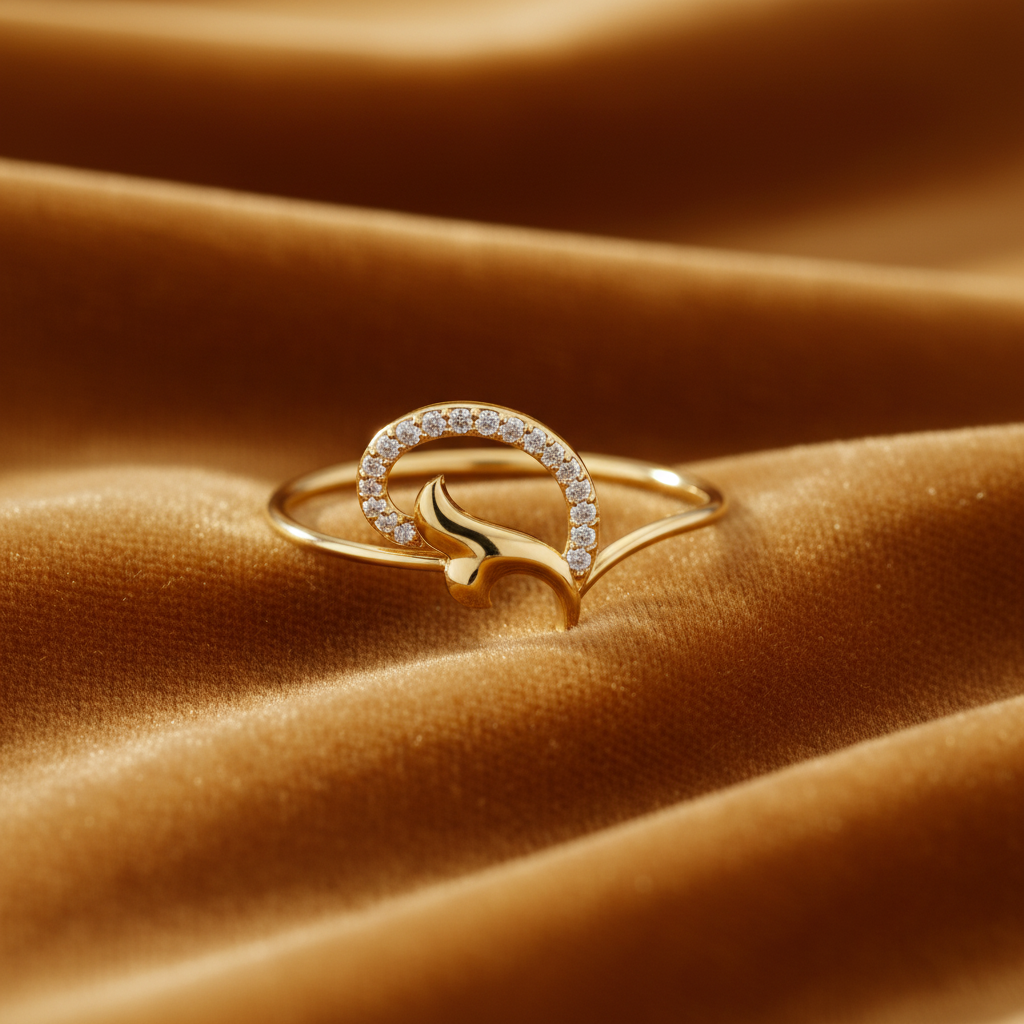 Crescent Half Heart Open Diamond Accent
