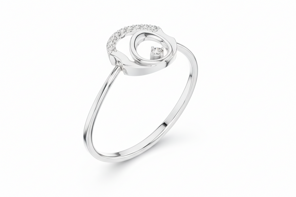 Modern Round Clean Circle Diamond Accent