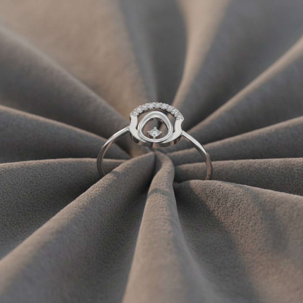 Modern Round Clean Circle Diamond Accent