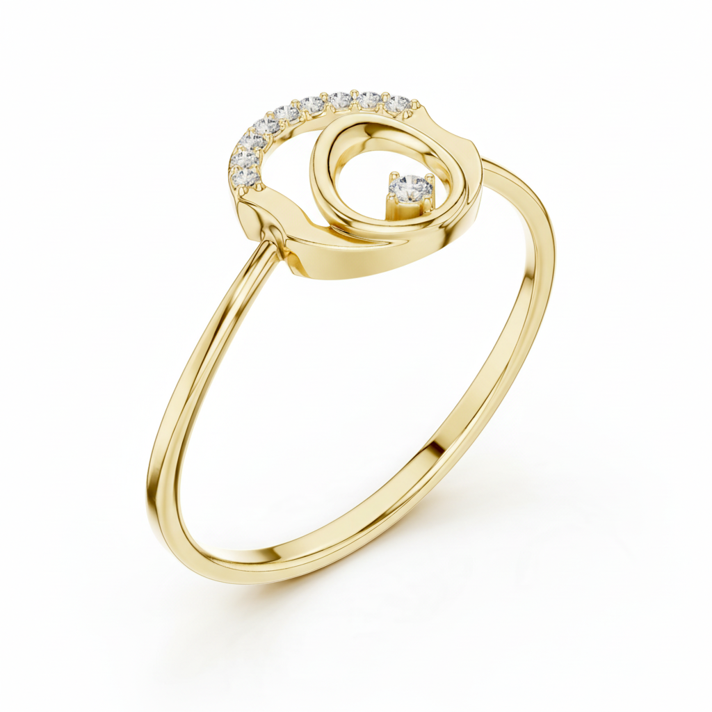Modern Round Clean Circle Diamond Accent