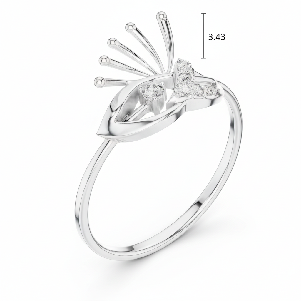Swirling Ornate Petal Spiral Floral Diamond