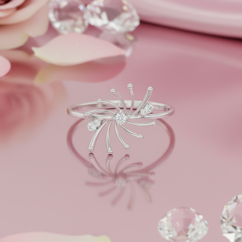 Feminine Floral Diamond Silhouette Serenity Wave