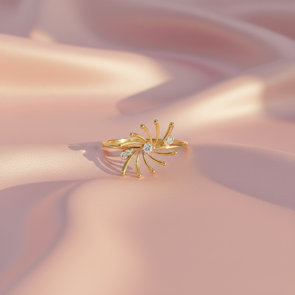 Feminine Floral Diamond Silhouette Serenity Wave