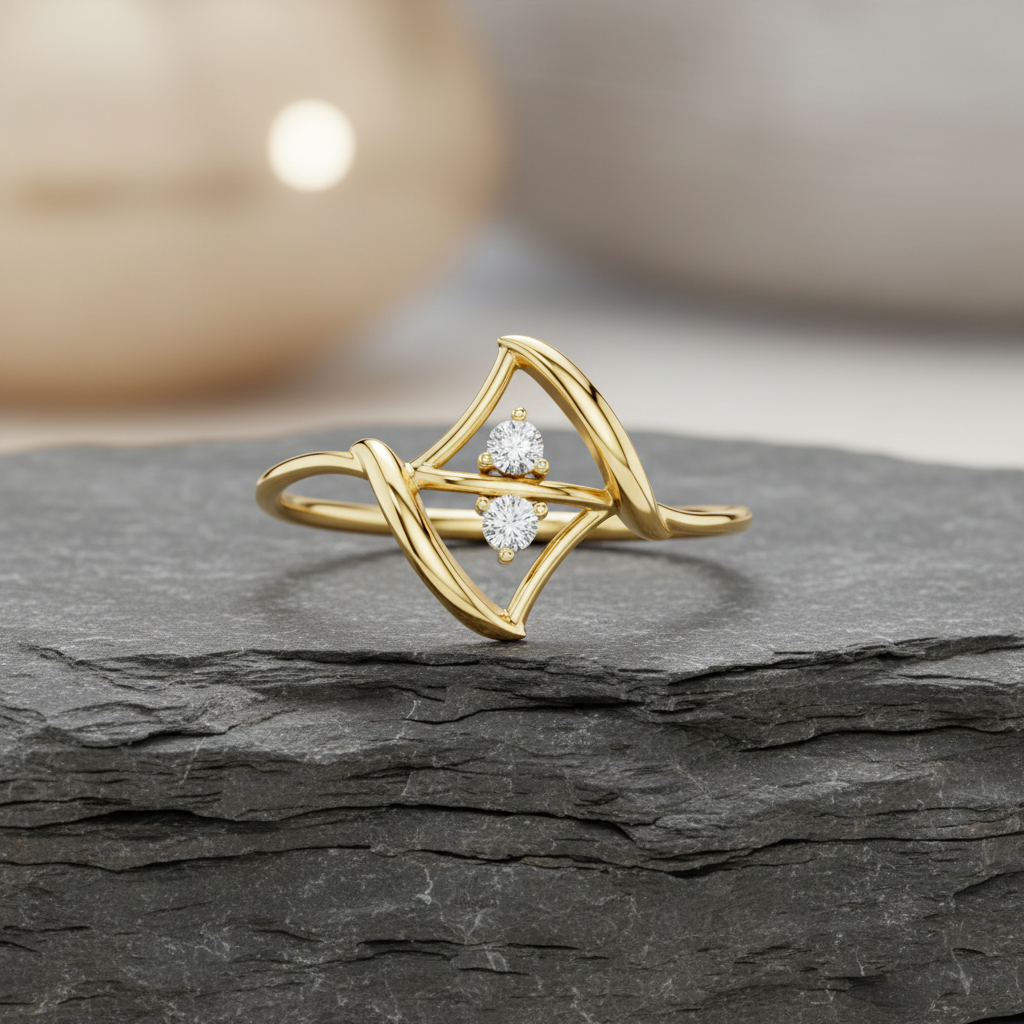 Three Angular Trio Diamond Accent
