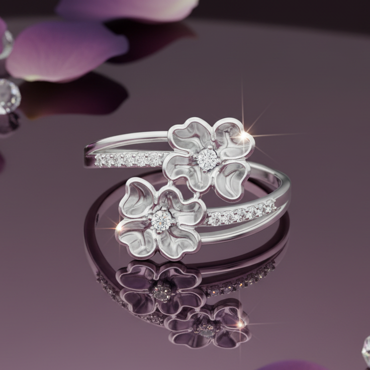 Double Flower Side-by-Side Coupled Blossom Diamond