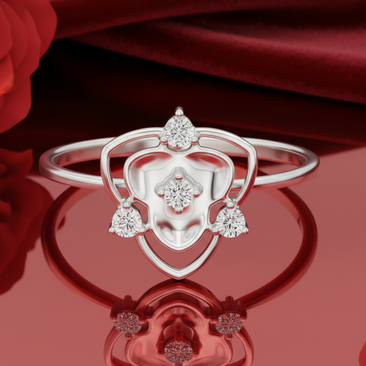 Modernist Crest Line Shield Diamond Accent