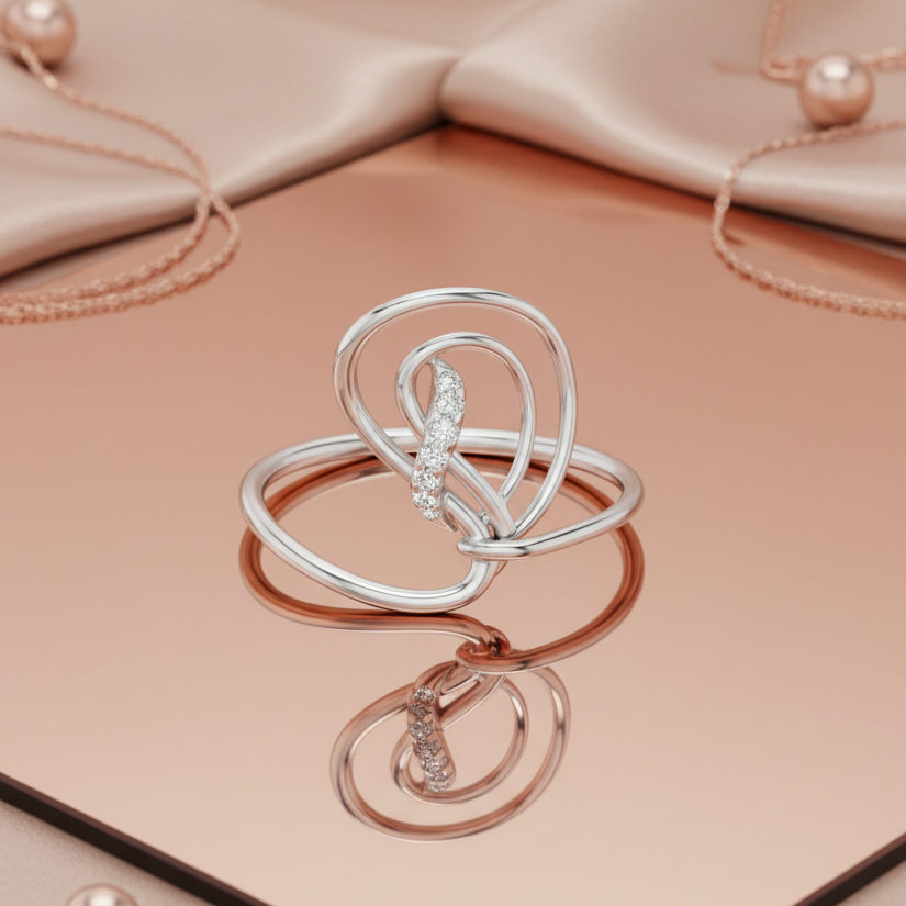 Sketch Freehand Infinity Diamond Accent