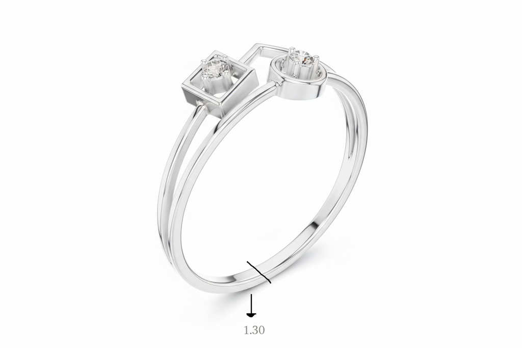 Mixed Square & Circle Duo Diamond Accent