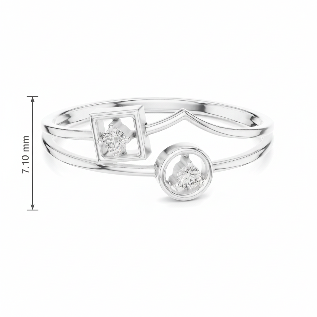 Mixed Square & Circle Duo Diamond Accent
