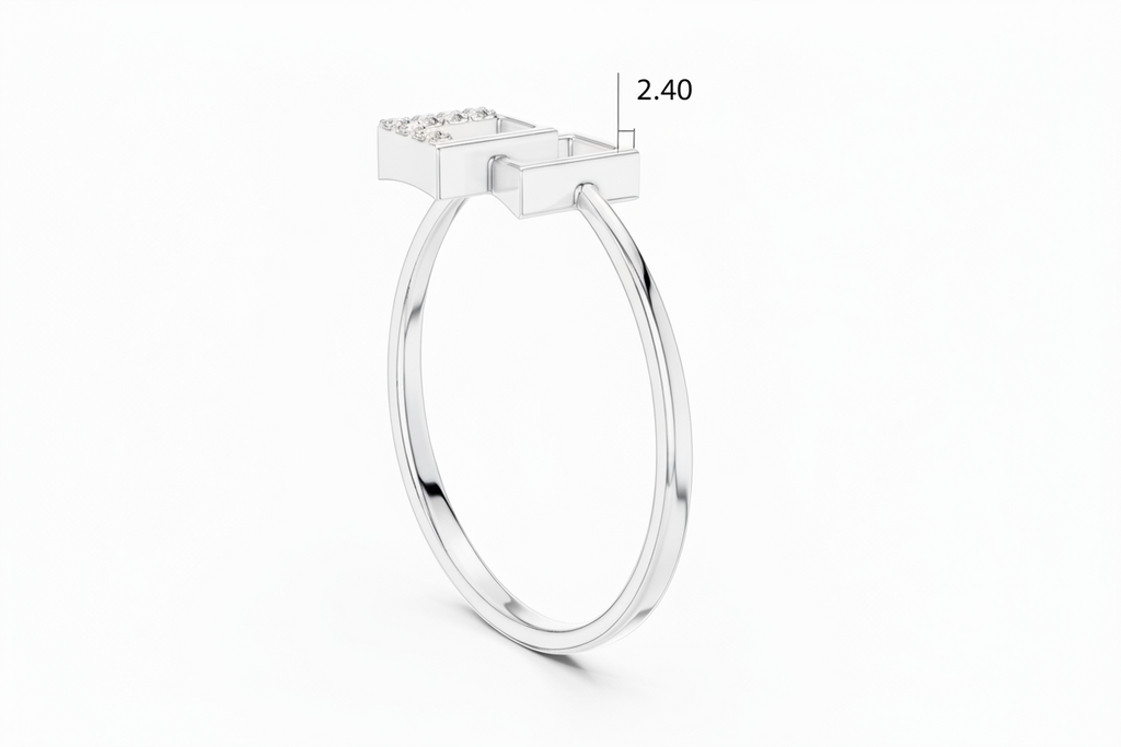 Angular Silhouette Minimal Shape Diamond Accent