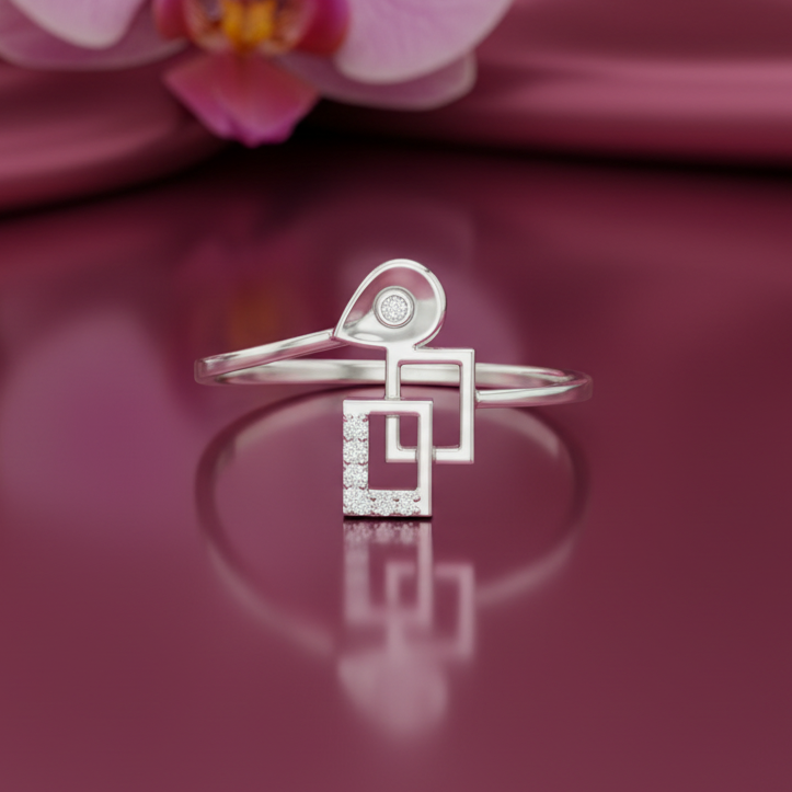 Angular Silhouette Minimal Shape Diamond Accent