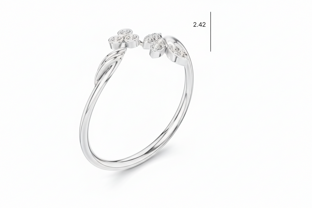 Nature Inspired Leaf Silhouette Diamond Sparkle