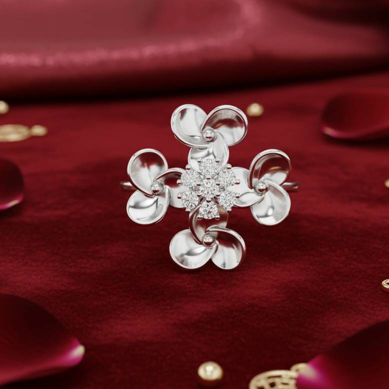 Clustered Four Flower Diamond Accent