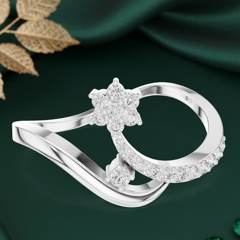 Stellar Crescent Halo Diamond Sparkle
