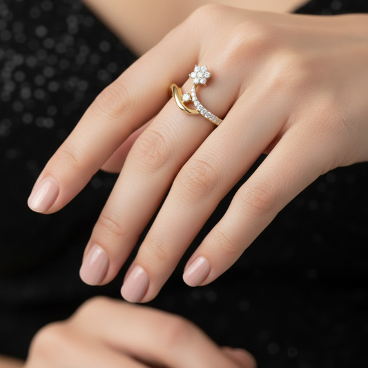 Stellar Crescent Halo Diamond Sparkle