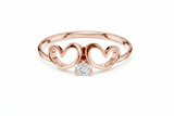 Solitaire Diamond Twin Heart Dual Love Silhouette Design