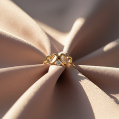 Solitaire Diamond Twin Heart Dual Love Silhouette Design
