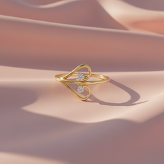Floating Duo Diamond Heart Paired Solitaire Romantic Elegance