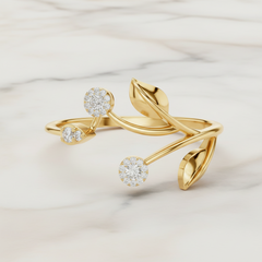Sweeping Diamond Leaf Bypass Botanical Open-Silhouette Elegance