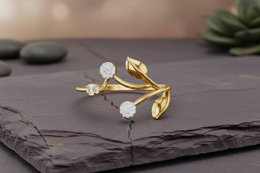 Sweeping Diamond Leaf Bypass Botanical Open-Silhouette Elegance