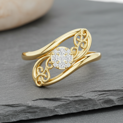 Vintage Filigree Wave Nine Stone Diamond