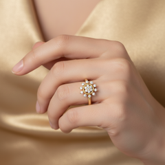 Opulent Antique Bloom Halo Cluster Natural Diamond