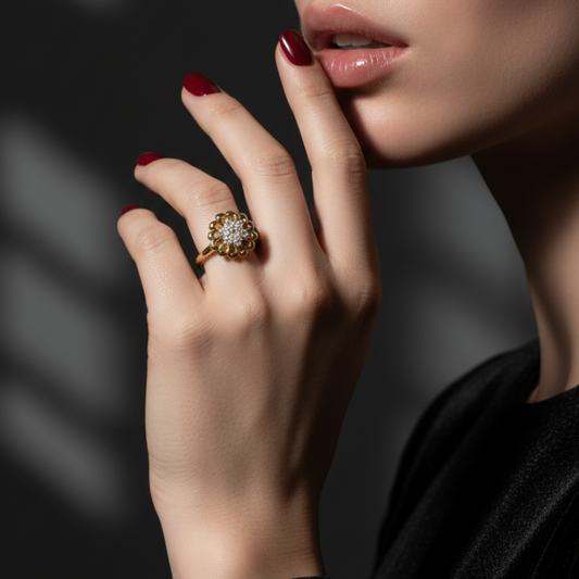 Floral Infinity Halo Natural Diamond
