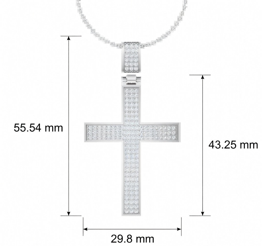 Triple Row Diamond Statement Cross Hip Hop Style