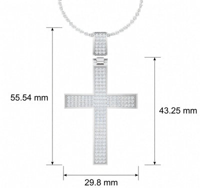 Triple Row Diamond Statement Cross Hip Hop Style