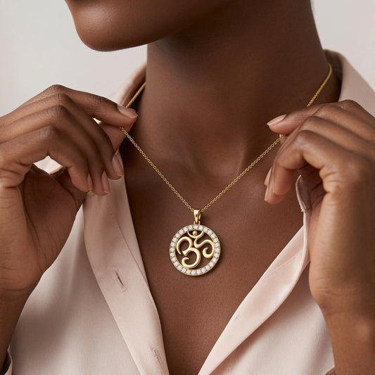 Diamond-Border Om Locket Pendant