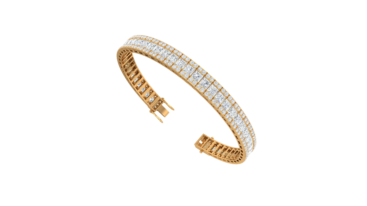 Three Row Princess Cut Channel Bracelet