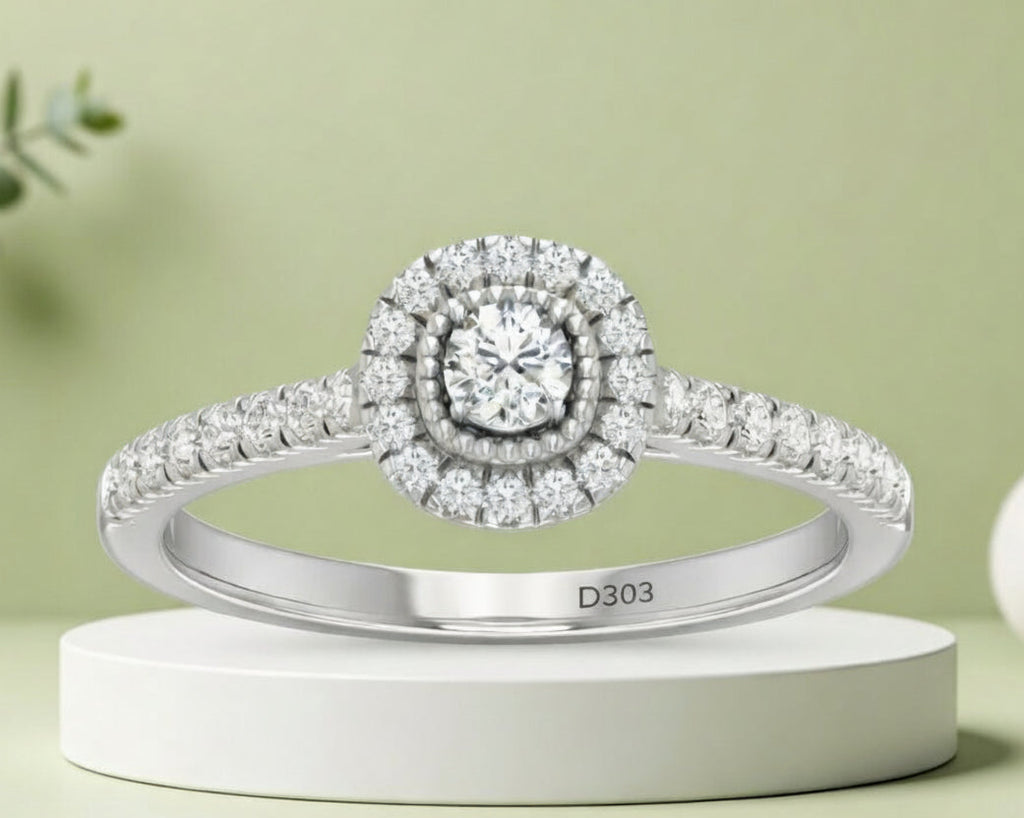 Resplendent Full Halo Diamond Encrusted Solitaire Bridal