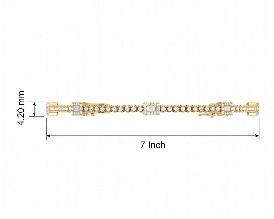Art Deco Inspired Baguette & Round Diamond Cuff Bracelet